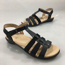 Hotter Comfort Concepts 8 Black Leather Gladiator Flat Sandals NEW Ankle... - £37.40 GBP