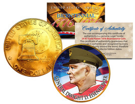 General Dwight D Eisenhower Colorized 1976 Ike Dollar U.S. Coin 24K Gold Plated - $12.16