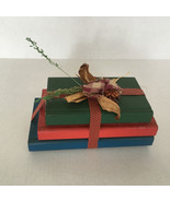 Vintage decorative wood books display red blue green country library decor - $21.73