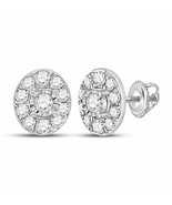 10kt White Gold Womens Round Diamond Oval Earrings 1/3 Cttw - £269.21 GBP