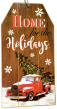 Home For The Holidays Red Truck and Christmas Tree Glitter Wall Sign 14.... - $10.39