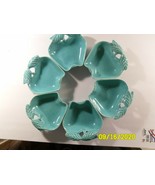 6 Vintage Hoenig Of California 734 Pottery Turquoise Apple Dishes Bowls Set - $515.86 MXN