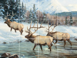 elk reindeer deer wildlife nature country western ceramic tile mural backsplash - £46.56 GBP+