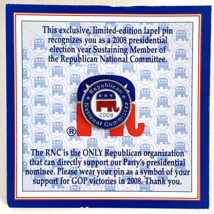 2008 RNC Republican GOP Elephant Lapel Lanyard Pin Souvenir Politics Col... - £7.45 GBP