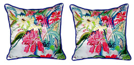 Pair of Betsy Drake Multi Florals Small Pillows 12 Inch X 12 Inch - £54.80 GBP