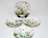 NEW Williams Sonoma Set of 4 Mixed Floral Meadow Bunnies Salad Plates 9&quot;... - £83.20 GBP