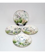 NEW Williams Sonoma Set of 4 Mixed Floral Meadow Bunnies Salad Plates 9&quot;... - £82.61 GBP