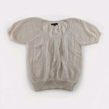 Express Design Studio Womens XS Cream Knit Short Sleeve Sweater Wool Ble... - $17.67