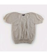 Express Design Studio Womens XS Cream Knit Short Sleeve Sweater Wool Ble... - $18.99