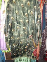 Sagey Green Peacock Mucha Vintage Style Velvet ArtDeco Astrologer Lady Bohemian  - $299.99