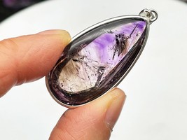 Amethyst Super Seven Moving bubble Enhydro Quartz Crystal Pendant E050110 - £254.10 GBP