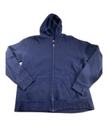 Hanes Womens Hoodie Sweatshirt Size Medium Full Zip Navy Blue 80 20 Long... - £11.61 GBP