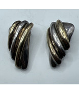 Sterling Silver Electroform Large Puffy Spiral Striped Clip-On Earrings ... - $39.60