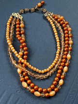 Vintage Multistrand Shades of Orange Moonglow &amp; Not Plastic Bead Necklace – - £9.04 GBP