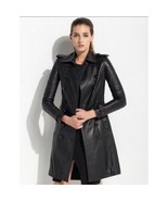 WOMENS BLACK REAL LEATHER TRENCH COAT - ALL SIZES AVAILABLE - $191.46 CAD