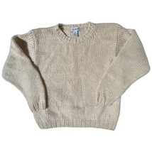 Vintage 1980s L.L. Bean Women&#39;s Medium Chunky Knit Beige Sweater 85% Woo... - $37.40