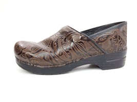Dansko Brown Leather Tooled Embossed Stapled Professional Clogs Size 42 US 11.5 - £39.92 GBP