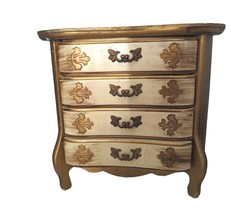 Apco Japan Wood Armoire Jewelry Chest Florentine Box Hand Painted VTG Gold Gift - £79.83 GBP