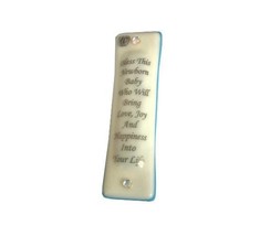 Art Glass Baby Blessing Mezuzah - White on Opal Blue Glass -  Gift Box and Non K - $35.00