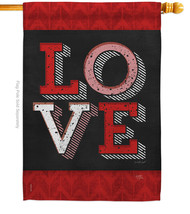 Red Love House Flag Valentine 28 X40 Double-Sided Banner - $36.97