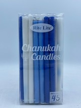 45 Chanukah Candles Hanukkah Rite Lite LTD Jewish Judaica Blue White 5.25&quot; - £11.59 GBP