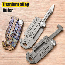 Multifunctional Ruler TC4 Titanium Alloy Key Chain Folding Knife Detachable NO.2 - £48.64 GBP+