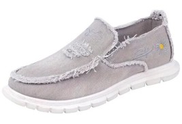 FASHION ~ Size 12 ~ Gray &amp; White ~ Slip-On ~ Low Top ~ Casual ~ Fabric Sneakers - £26.16 GBP