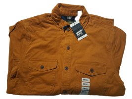 Land&#39;s End Men&#39;s Flannel Lined Long Sleeve Work Shirt Jacket Brown Small NWT - £20.53 GBP