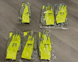 6 Pairs NEW In Package yellow Grey Posigrip Work Gloves - 3 L, 1 XL, 2 XXL - £11.06 GBP
