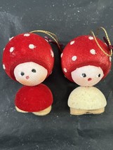 Vintage Lot Of 2 Japan Mushroom People Christmas Ornaments MCM - $37.40