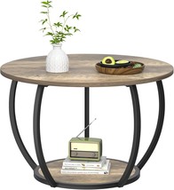 Greenforest Round Coffee Table With Storage, 27.6 Inch Small Living, Gray Wash - $90.92