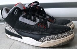 Nike Air Jordan 3 Retro Mens Size 10.5 Black White Gray Shoes Sneakers A3 - $56.45
