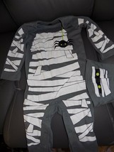 HALLOWEEN MUMMY GRAY ROMPER W/HAT SIZE 6/9 MONTHS NWOT - £15.49 GBP