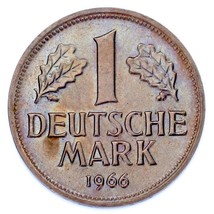 1966-F Allemand 1 Mark Pièce de Monnaie (Bu État) Stuttgart Mint Km - $74.71 CAD