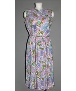 VTG Beautiful Watercolor Floral Double Pleated Sleeveless Belted Dress W... - $58.39 CAD