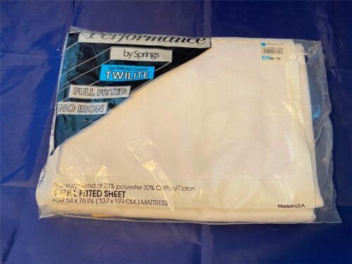NOS Performance Springs Full Fitted Sheet 124 TC No Iron Vintage 54 x 76" USA - $21.19