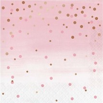 Rose and Gold All Day Dots 3-Ply Lunch Napkins Wedding Bridal Decorations - £8.83 GBP