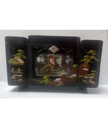 Vintage Japanese Rickshaw Black Lacquer Jewelry Music Box MCM Hand Paint... - €36,10 EUR
