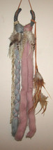 Vtg Native American Indian Dream Catcher Mandala Wool Fur Leather Beads ... - £64.41 GBP