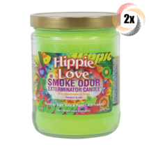 2x Jars Smoke Odor Hippie Love Smoke Exterminator Candles | 13oz | 70 Hrs Burn - £26.21 GBP