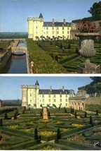 2 Postcards Chateau de Villandry Gardens France Yvon 3450 3452 1962 Unposted - £3.14 GBP