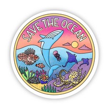 &quot;Save The Ocean&quot; Coral Reef Vinyl Sticker - $74.18 MXN