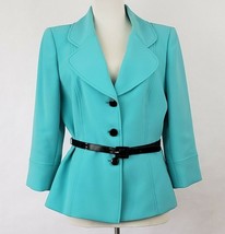 Tahari ASLBlazer Jacket Blue belted 3/4 sleeve womens size 8 - £19.64 GBP