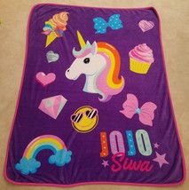 JoJo Siwa Purple Fleece Blanket Lap Throw Unicorn Cupcake Rainbow Ice Cream - £16.69 GBP