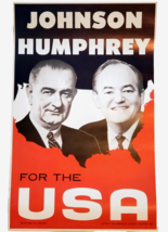 Vintage 1964 Johnson Humphrey Democratic Presidential Campaign Poster - $49.95