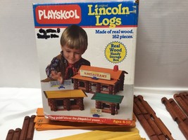 Vintage 1986 Playskool Original Lincoln Logs #886 incomplete wood 154 pieces - £12.62 GBP