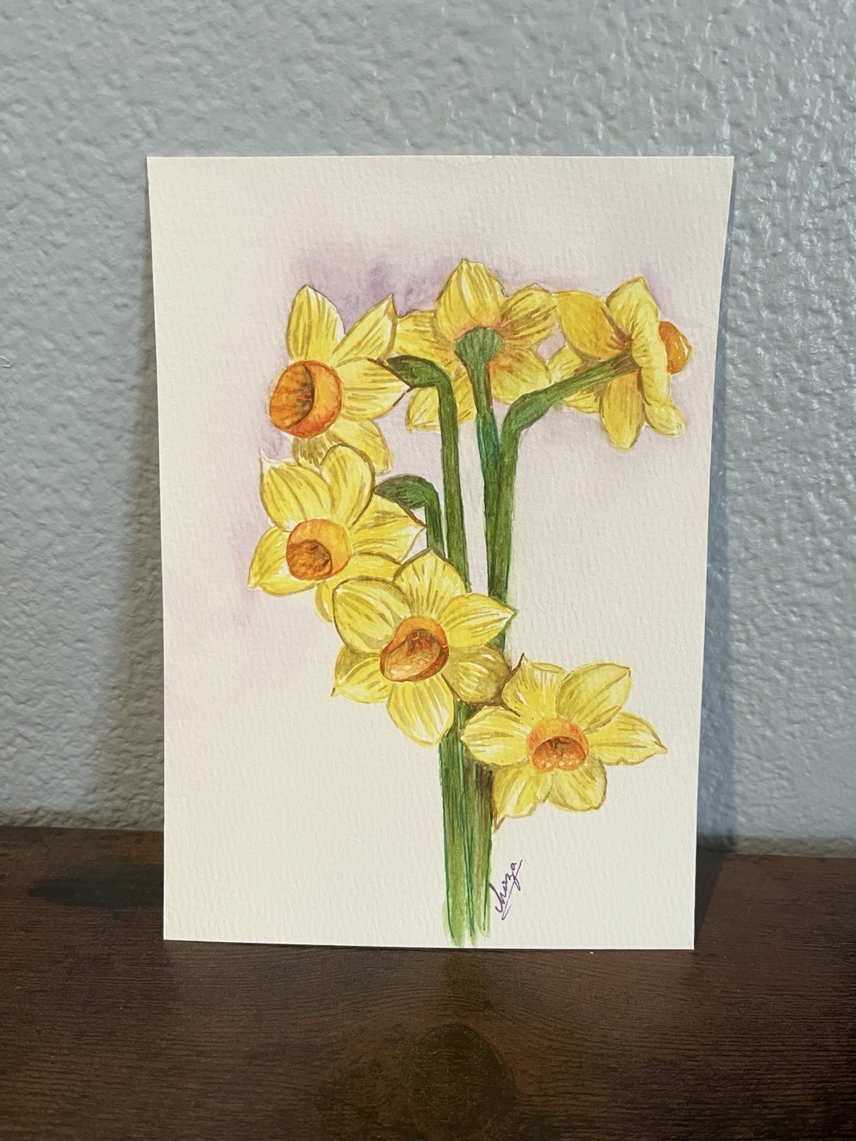 Original Watercolor Painting Of March Birth Month Flower, A Yellow Jonquil Item image 2