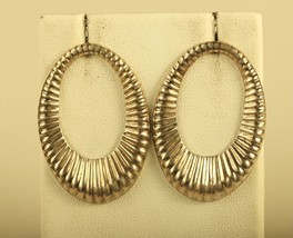 Vintage Sterling Silver Signed 925 Mexico Open Oval Ribbed Modern Stud E... - $64.35