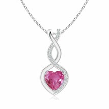 ANGARA Natural Pink Sapphire &amp; Diamond Pendant in Pla... - $1,979.12