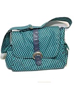 Kalencom Coated Diaper Bag Blue Teal Multi Pocket With Bottle Bag Chevron - $18.54